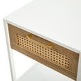 thumbnail image 5 of Rattan End Table Nightstand Set With Storage Shelf Smooth Rails Drawer Retro Night Stand Bedside Table Furniture, 5 of 9