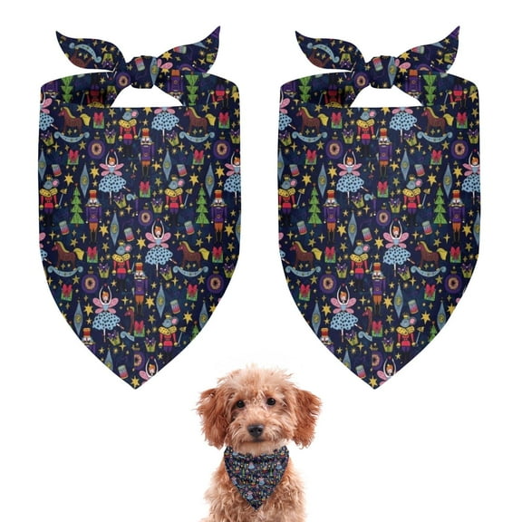 Dog Bandana 2 Pack,Dark Blue Christmas Nutcracker Pattern Bandanas for Dogs,Cat Bandana,Small/ Large Dog Bandana 2 Size,Dog Bandanas Girl Boy