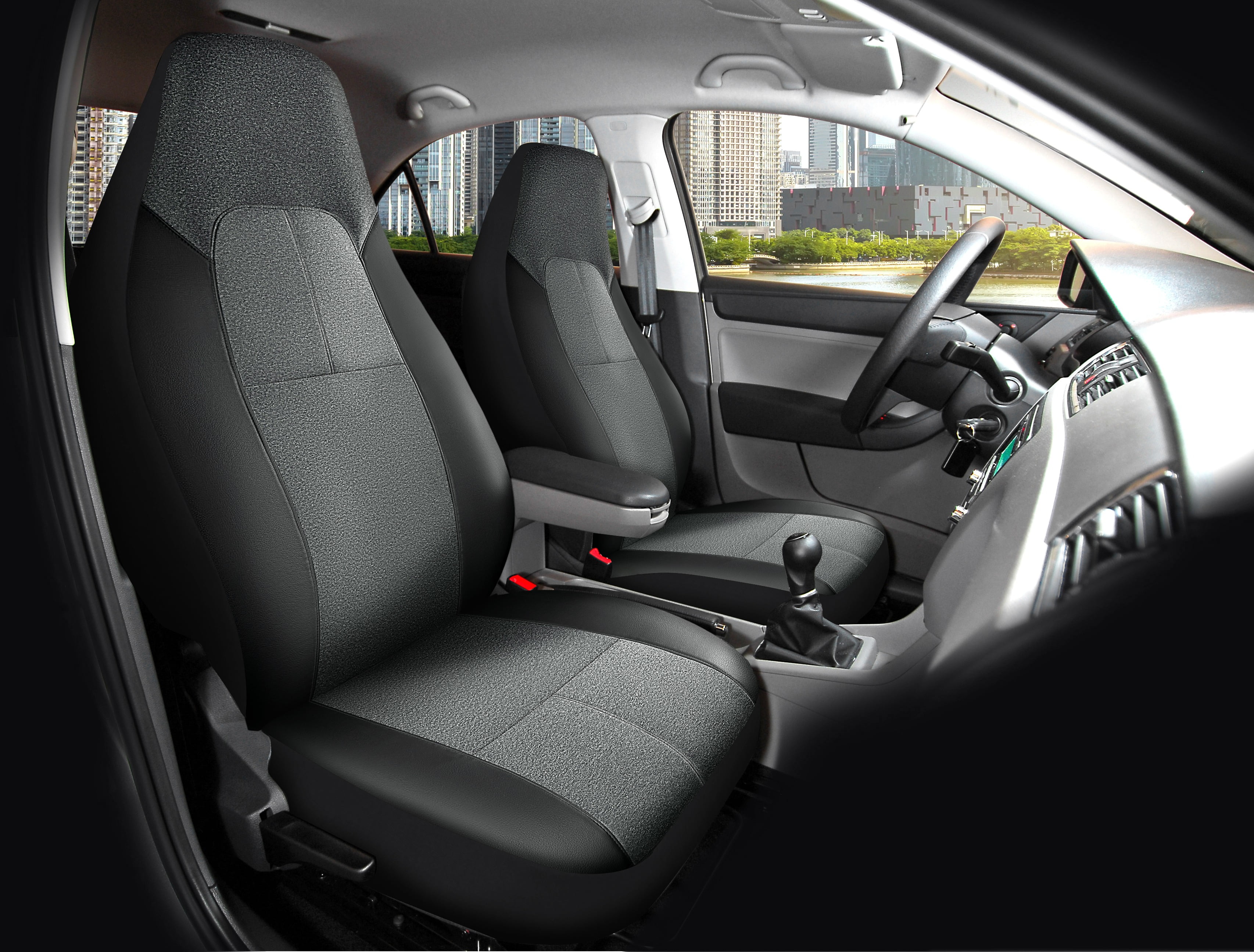 Auto Drive 2 Piece Electric Vehicle & Car Seat Cover Polyester Grey/black, Fits Most Cars, Trucks & SUVs