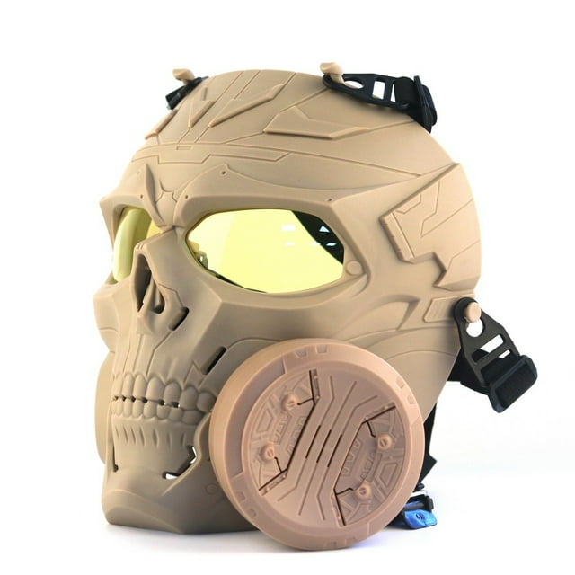 TopOne Tactical Gas Mask Full Face Single Fan Skull Covers Protective Mask for Outdoor Cs Game Masquerade Cosplay