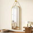 thumbnail image 3 of Mirstory 16" x 48" Arched Full Length Mirror Wall Mirror Hanging by Belt,Gold, 3 of 6