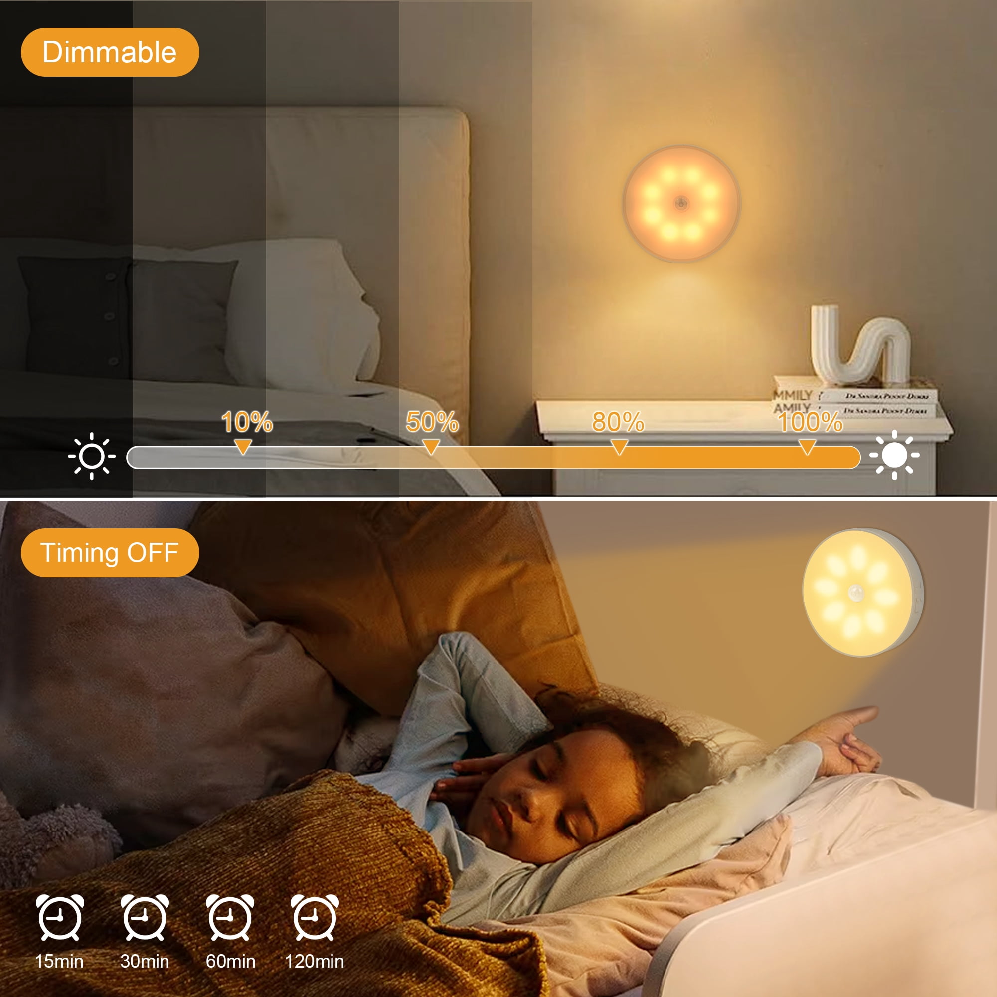 LED Closet Lights Wireless Motion Sensor Puck Light, USB Rechargeable Battery Operated Puck Lights with Remote, Dimmable Under Cabinet Lighting for Wardrobe Kitchen (6 Pack)