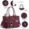 thumbnail image 4 of Teacher Tote Bag 15.6 inch Laptop Bag for Women, Work Bags Nurse Bible Bag Quilted Lightweight Laptop Tote Computer Briefcase for School Travel Office College, Burgundy, 4 of 7