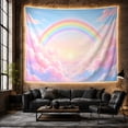 thumbnail image 6 of Centered Pastel Rainbow Above Symmetrical Cloud Layers, Serene Illustration for Sky Lovers, Rainbow Wall Art, Housewarming Gift, Tapestry Wall Hanging for Bedroom and Studio, 6 of 7