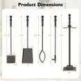 thumbnail image 3 of Gymax Ensemble d'Outils pour Cheminée 5 Pcs avec Pince à Poker, Brosse, Pelle et Support Carré Noir, 3 of 10