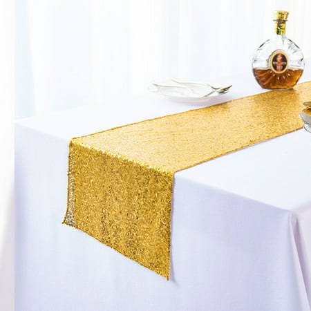 

Livesture Gypsophila Embroidered Sequined Table Runner Gold 30x180cm
