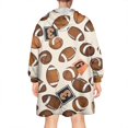 thumbnail image 2 of Beige Footballs and Numbers Pattern Wearable Oversized Blanket,Wearable Blanket Hoodie for Adults,Cozy Hooded Blankets with Super Pockets,Super Warm Fuzzy Pullover for Women & Men, 2 of 6