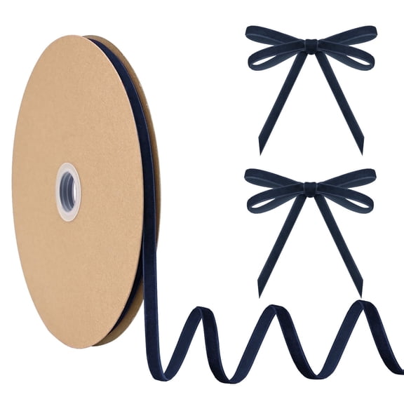 LoomJoyz 1/4 inch x 25 Yards Velvet Ribbon, Vintage Style Navy Blue, for gift wrapping, wedding decorations, and DIY hair accessories