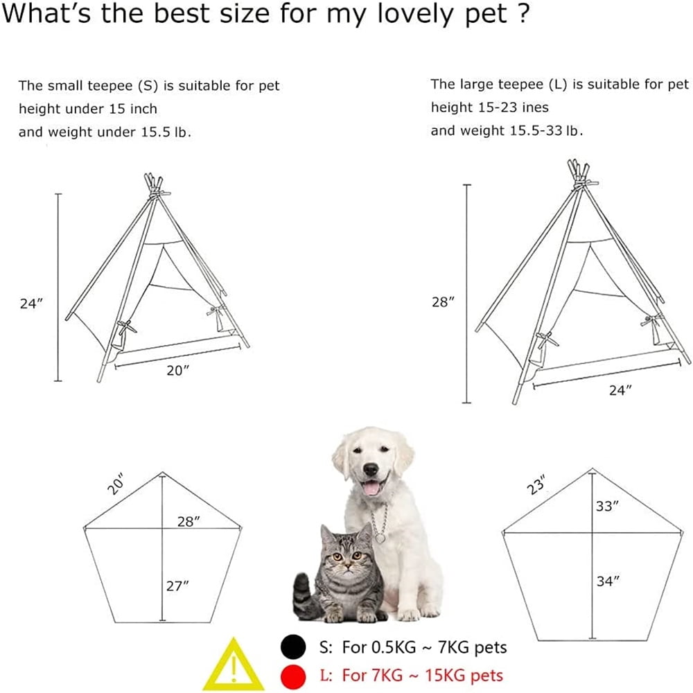 DEWEL Pet Teepee Tent, Portable Washable Play House for Dogs & Cats, Lace Style Pet Bed
