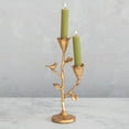 thumbnail image 2 of Creative Co-Op Tall Hand-Forged Cast Iron Candelabra with Flowers and Bird, Gold, 2 of 5