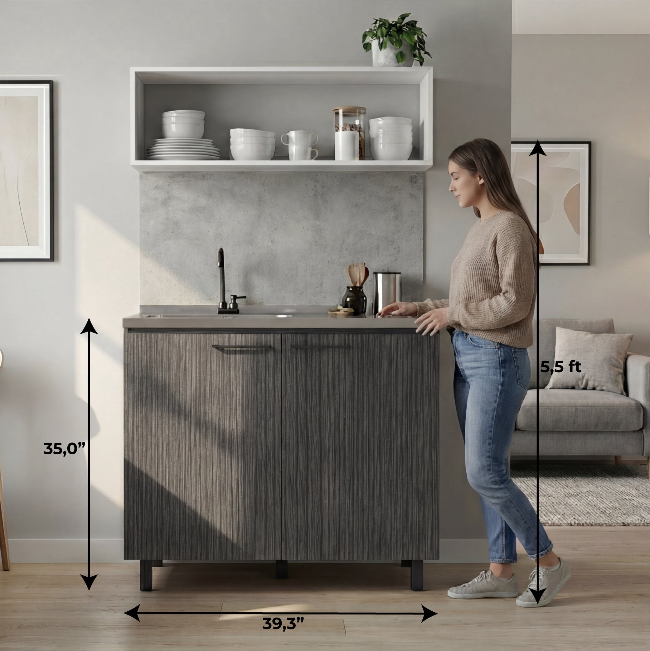 TUHOME Napoles Utility Sink Complete with Faucet Included, Freestanding Base with Legs