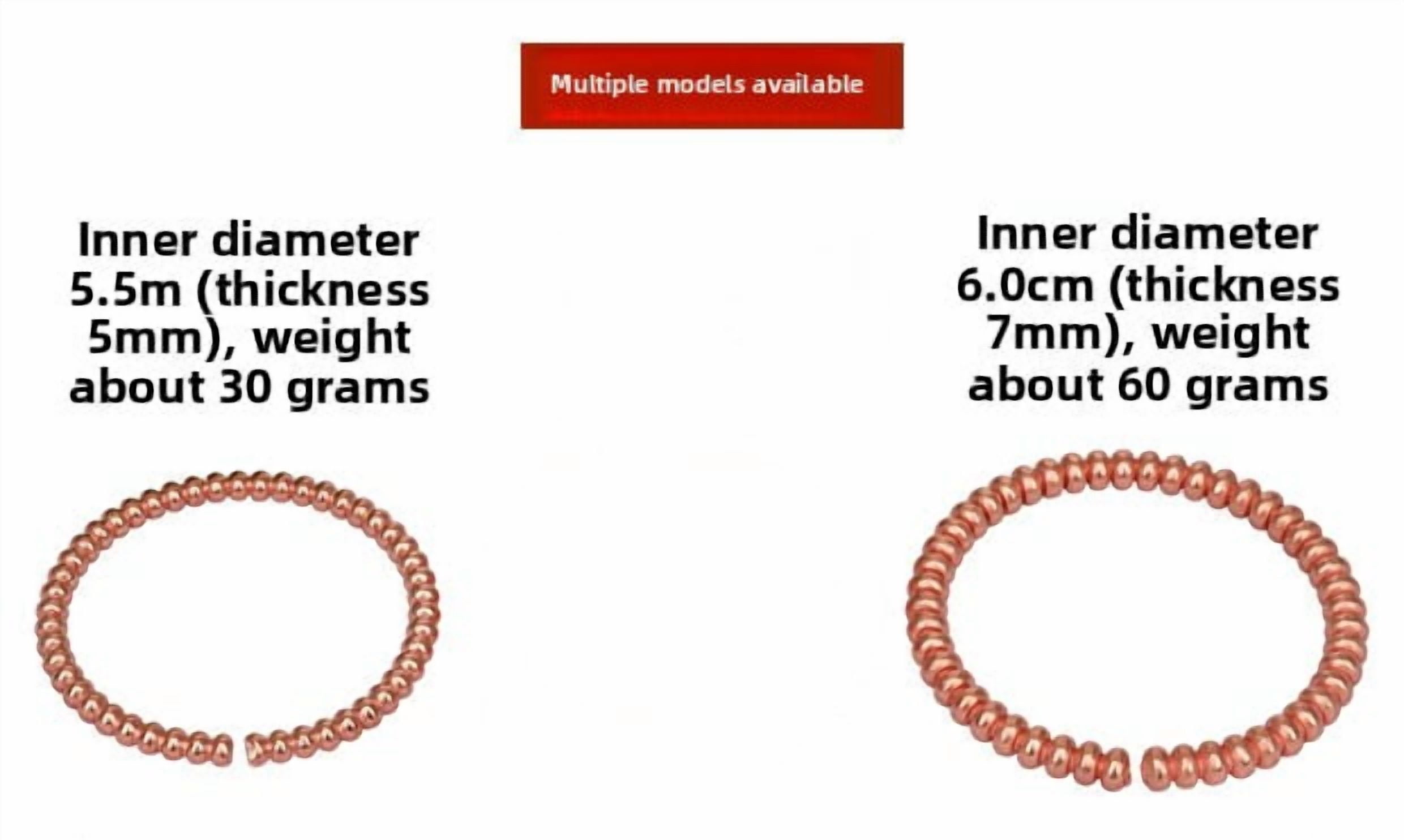 Wollet Non Magnetic Pure Copper Bracelet for Men Women, Set of 2, Length: 6.8&7.4 in, Handmade Copper Jewelry Bracelet Anti Rheumatism