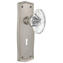 Nostalgic Warehouse Oval Fluted Crystal Door Knob with Prairie Plate