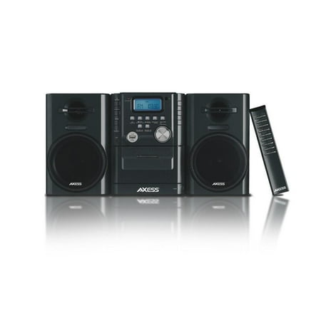 Handheld Mini Cassette Recorder Axess Mini Entertainment System AM FM USB CD MP3 Player Cassette Recorder Headphone & Aux Jack ()