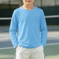 thumbnail image 2 of JIAYUE Boys Girls Breathable Tees Long Sleeve Ice Silk Solid Color Crew Neck Kids Lightweight Mesh Knit Top For Summer Play And Schoolwear, 2 of 5