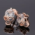 thumbnail image 6 of Women's Rose Gold Skull Stud Earrings - Sparkling Diamond Gothic Jewelry, Pierced Rhinestone Studs for Halloween & Everyday Wear, 6 of 9
