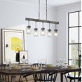 thumbnail image 3 of LNC Maison 5-Light Distressed Rusty Black and Brown Wood Grain Farmhouse Textured Glass Linear LED Kitchen Island Light, Dining Room Pendant Light,26"Lx3"Dx17"H,UFRAYNWM1CA385167|Walmart Canada, 3 of 12