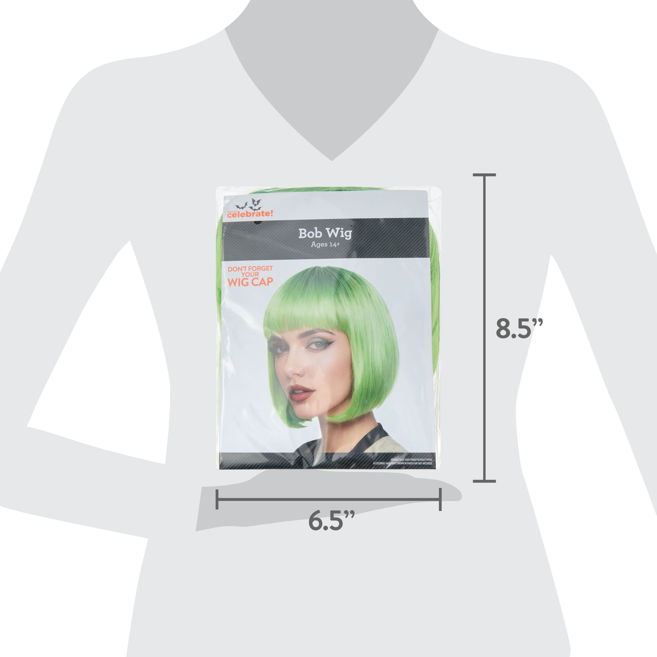 Bob Wig Costume Accessory for Adults, Green, Halloween by Way To Celebrate