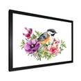 thumbnail image 2 of Designart 'Cute Bird In Purple and Pink Flowers' Traditional Framed Art Print, 2 of 4