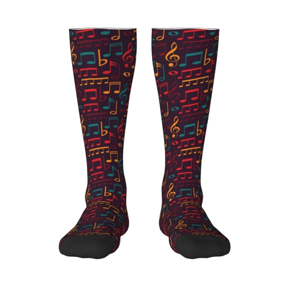 Rateoe Music Pattern Women’s Knee High Crew Socks,Trouser Socks Comfortable, Breathable, Moisture-Wicking and Soft