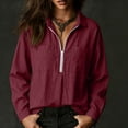thumbnail image 4 of Womens Textured Golf Shirts Long Sleeve Half Zip Collared V Neck Loose Fit Sweatshirt Pullover with Chest Pockets for Business Casual Work Office, Wine, M, 4 of 7