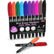 Wet Erase Markers, Shuttle Art 10 Colors 1mm Fine Tip Smudge-Free Markers, Use on Laminated Calendars, Overhead Projectors, Schedules, Whiteboards, Transparencies, Glass