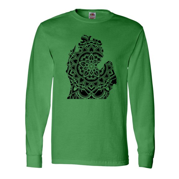 Inktastic Michigan Silhouette Mandala Long Sleeve T-Shirt