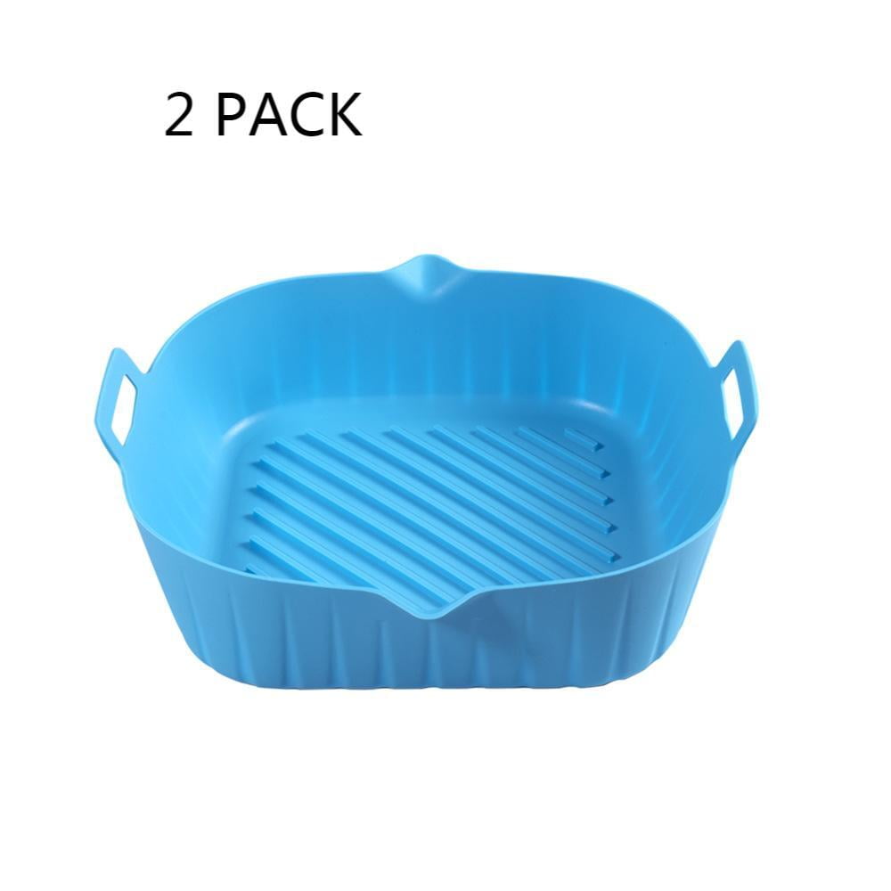 2Pack Air Fryer Silicone Pot 8 inch Square Basket, Food Safe Reusable