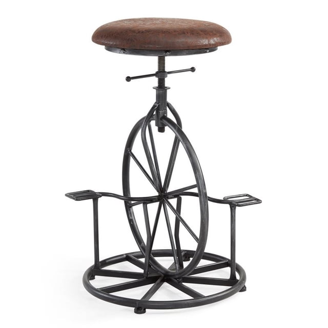 Armen Living Harlem Tabouret de Bar Réglable en Gris Industriel