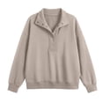 thumbnail image 4 of SUNBS Half Button Pullover Sweatshirt for Women Fall Oversized Casual Fleece Tops with Stand Collar, 4 of 9