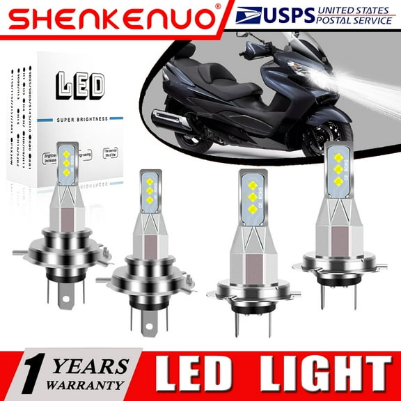 SHENKENUO for Suzuki Burgman 400 AN400 2007 - 9003/H4   H7 LED Headlights Bulbs Hi Lo Beam,Pack of 4,C01