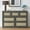 53"W-Midnight Oak, variant on OAKHAM 7 Drawer Dresser, Rattan Wide Chest of Drawers for Bedroom Living Room,Large, Weathered Oak