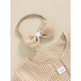 thumbnail image 6 of FEORJGP Toddler Girl 3pcs Casual Outfits 6M-3T Infant Baby Long Sleeve Cardigan Houndstooth Coat Crew Neck Tops with One Shoulder Long Sleeve Bow Dresion Vintage Cute Clothes for Spring Fall, 6 of 7