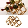 thumbnail image 4 of 1 botellero de madera plegable para vino, independiente, rústico, para almacenar botellas. 6 botellas de madera oscura, 4 of 8