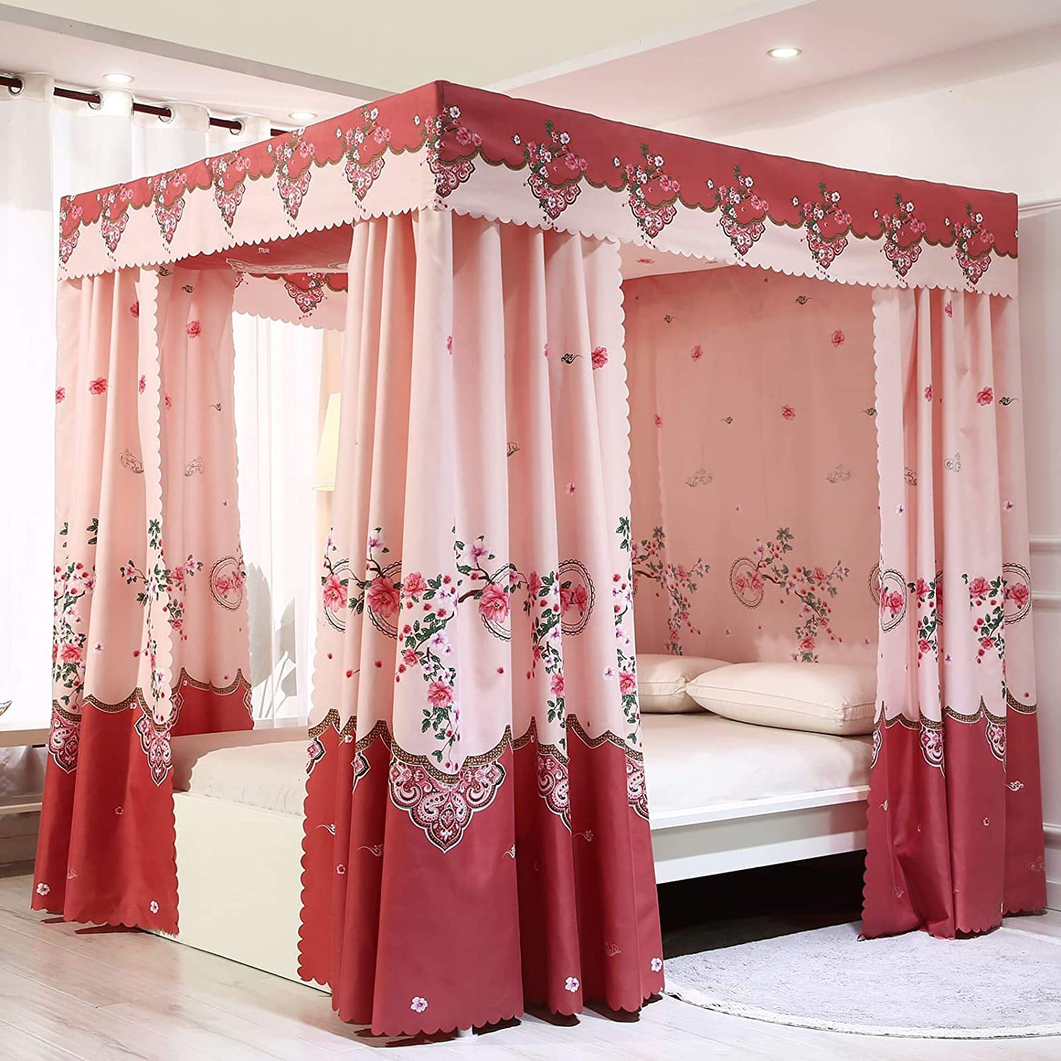 NEW! top for a Canopy Bed GORGEOUS Twin size PINK Ruffled canopy cover 