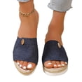 thumbnail image 7 of CYMMPU Women's Open Toe Espadrille Wedge Slide Sandals Slip On Casual Shoes with Decorative Strap for Summer Everyday Wear Blue 39, 7 of 7