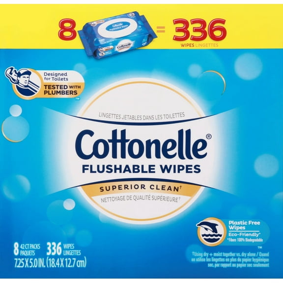 Cottonelle Flushable Wet Wipes Flip-Top (Pack of 2)
