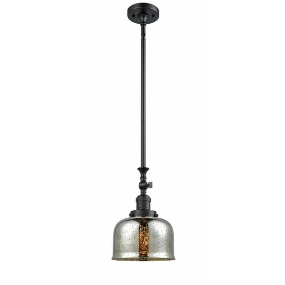 206-BK-G78-Innovations Lighting-Bell - 1 Light Stem Hung Tiltable Mini Pendant In Industrial Style-14 Inches Tall and 8 Inches Wide-Matte Black