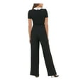 thumbnail image 2 of TOMMY HILFIGER Womens Black Belted Pocketed Short Sleeve Collared Evening Wide Leg Jumpsuit 2, 2 of 4