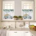 thumbnail image 4 of Easter Kitchen Curtain Valance and Tiers 3 Piece Set,Colorful Eggs Rod Pocket Valances,Blue Farm Truck Privacy Tier Curtains,Watercolor Floral Light Filtering Window Treatment for Bathroom Bedroom, 4 of 6