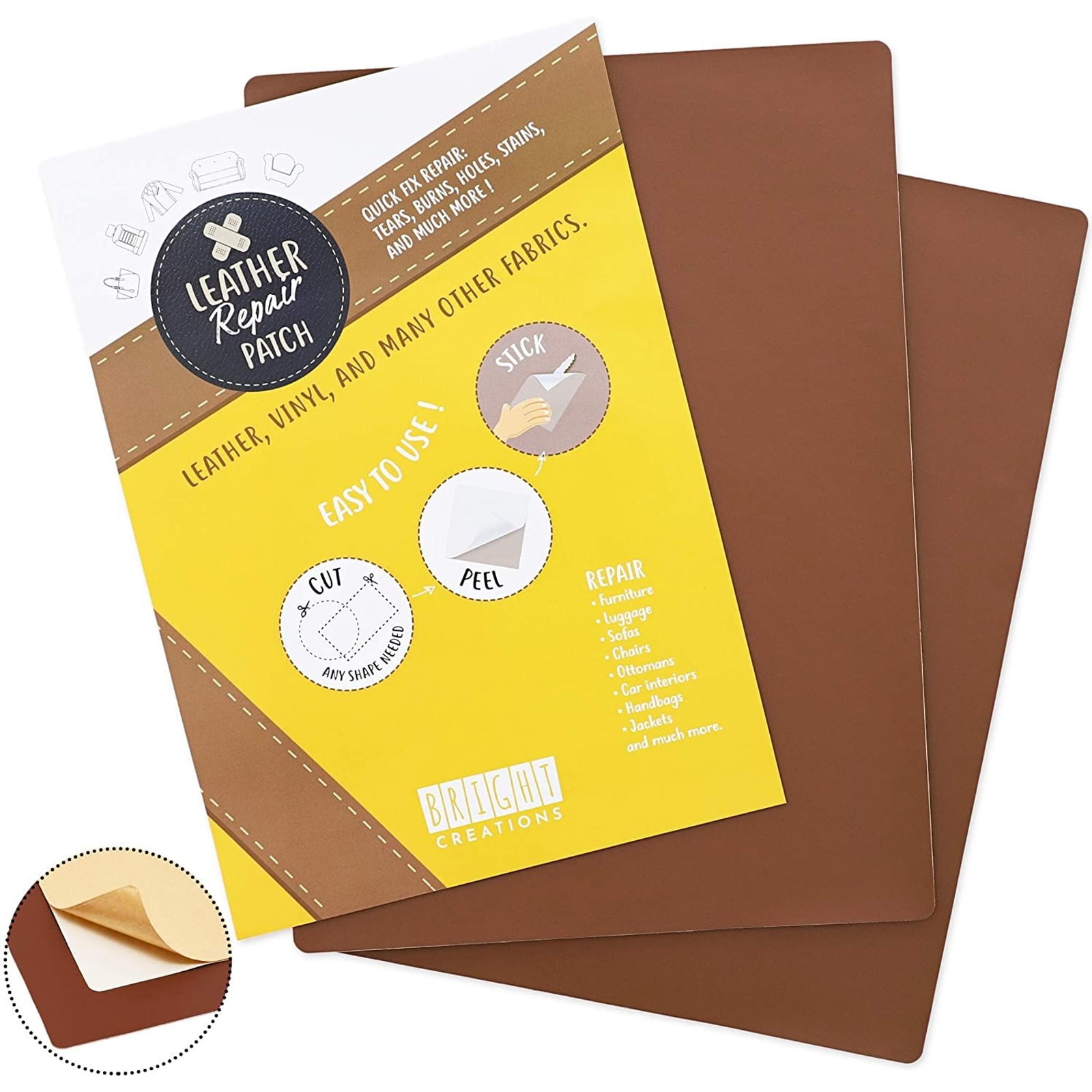 Size 8'' x 11'' Medium Beige Real Genuine Leather Repair Patch Kit For Sofa 