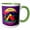 Green/White, variant on 3drose, Round Design of a Yellow and Red Tent, Purple Mountains. Happy Camper, 11oz Mug
