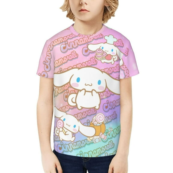 Sanrio Cinnamoroll Kids T-Shirt 3d Printed Graphic T-Shirts Boys And Girls Short Sleeve Shirts For Youth Kids X-Small