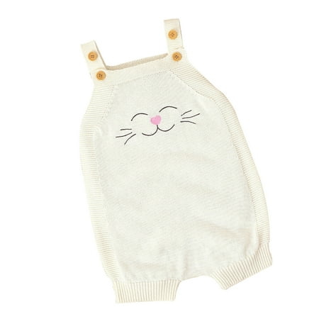 

Rovga Kids Girls Baby Toddler Bodysuits Knit Cartoon Cat Romper Cotton Sleeveless Boy Girl Sweater Clothes Jumpsuit