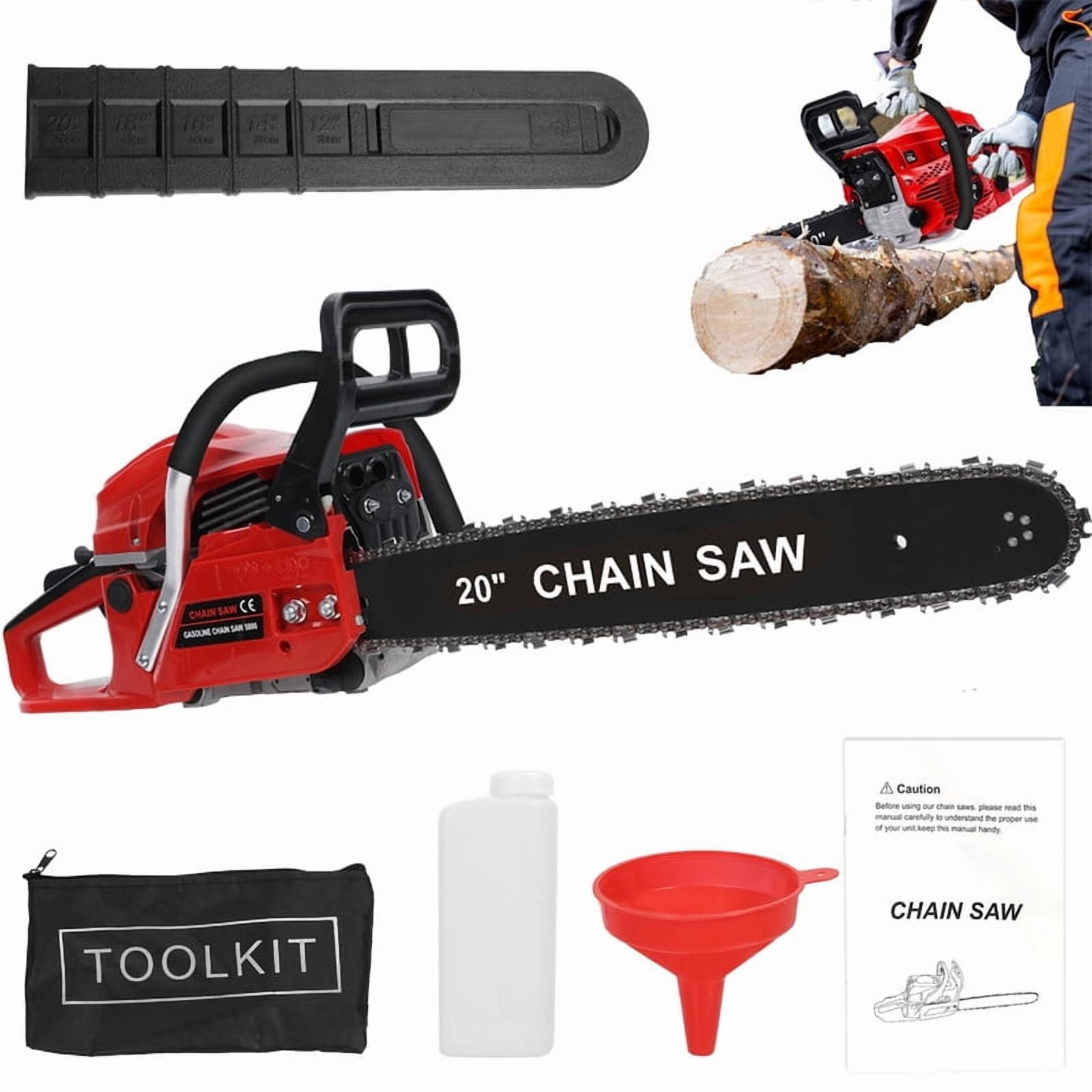YNCE 58cc Gas Chainsaw, 3-HP, 20 Inch Chain Saw, Gas Powered Chainsaws, 2-Stroke Gasoline Power Chain Saws with Automatic Oiler for Wood Cutting, Easy-Start