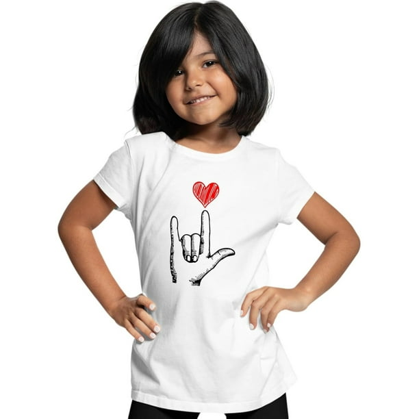 Go All Out I Love You Hand with Heart Valentine's Mens Toddler Women Youth T-Shirt