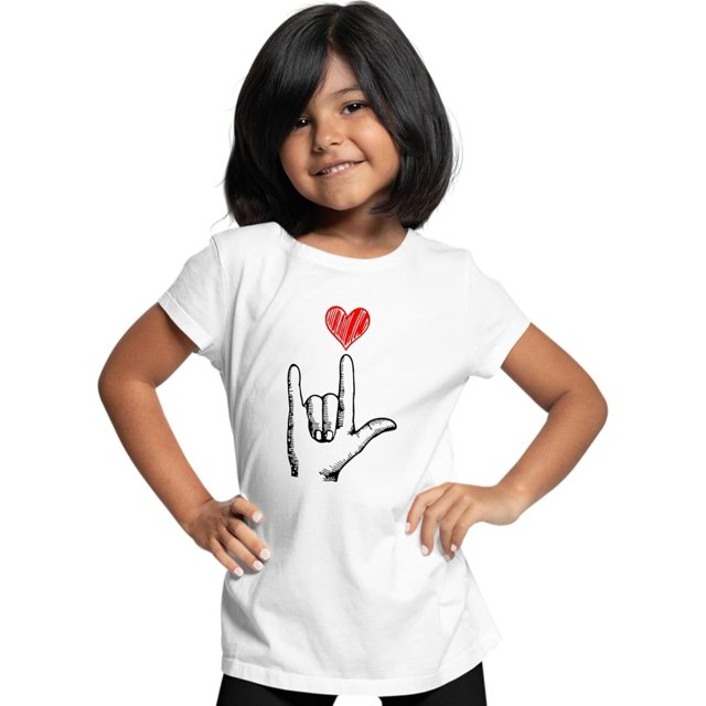 Go All Out I Love You Hand with Heart Valentine's Mens Toddler Women Youth T-Shirt