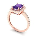 thumbnail image 2 of 1.86ct Emerald Cut Purple Natural Amethyst 18k Pink Rose Gold Engraving Statement Bridal Wedding Halo Designer Ring Size 11, 2 of 5