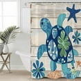 thumbnail image 5 of Ocean Turtle Shower Curtain, 60" x 72", Sea Animals Rustic Wooden Board Waterproof Bathroom Curtain Washable Shower Curtain Set with 12 Hooks, 5 of 6