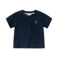thumbnail image 3 of Gubotare Cute Summer Tops for Teen Girls Girls' Short Sleeve T Shirts Crop Top Short Sleeve Round Neck Loose Basic Tees for Summer (Navy,Size 3-4 Years), 3 of 9